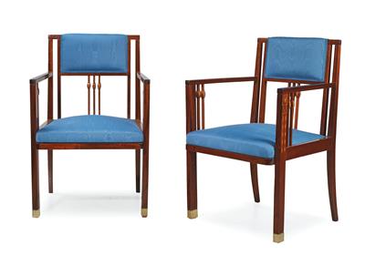 Pair of Art Nouveau armchairs, - Mobili e arti decorative