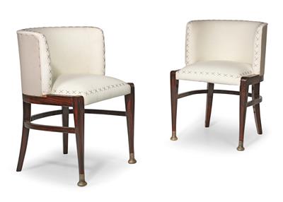 Pair of late Art Nouveau half fauteuils, - Mobili e arti decorative