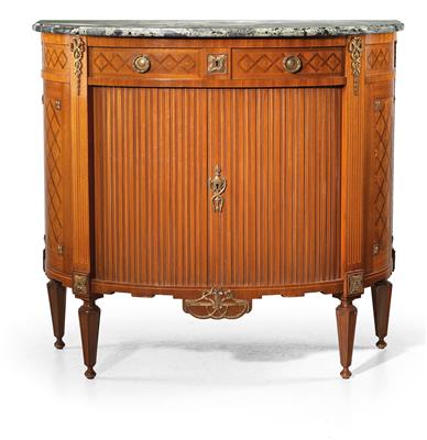 A demi-lune chest of drawers in Louis XVI  revival style, - Nábytek