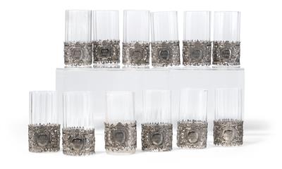 11 small glasses with metal mount, - Majetek aristokratického původu a předměty důležitých proveniencí