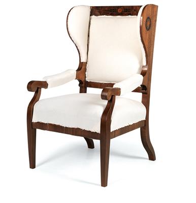 A Biedermeier wing-back chair, - Nábytek