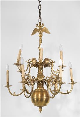 A brass chandelier, - Nábytek