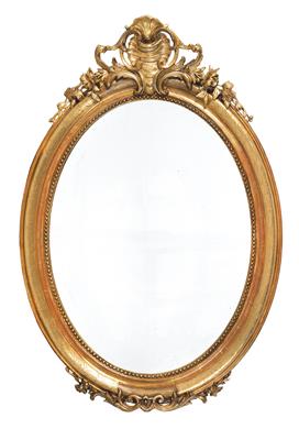 An oval wall mirror, - Furniture and Decorative Art