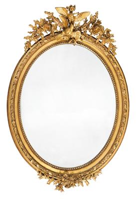 An oval wall mirror, - Mobili e arti decorative