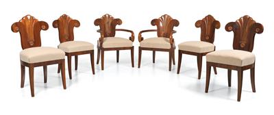 A set of 2 armchairs and 4 chairs, - Furniture and Decorative Art