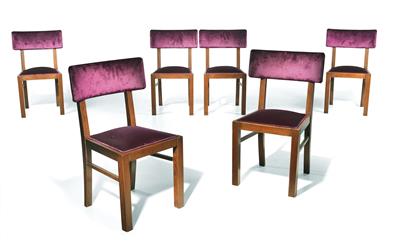 A set of 6 Art Deco chairs, - Mobili e arti decorative