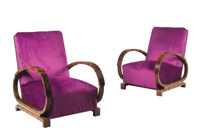 A pair of Art Deco armchairs, - Furniture and Decorative Art