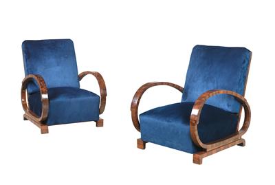 A pair of Art Deco armchairs, - Mobili e arti decorative