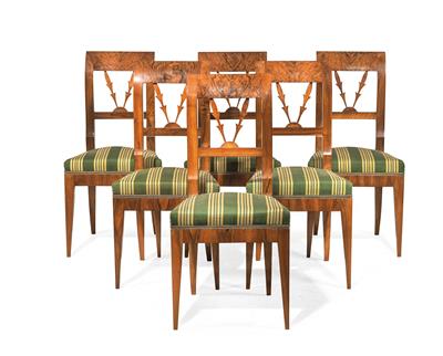 A set of 6 Biedermeier chairs, - Furniture and Decorative Art