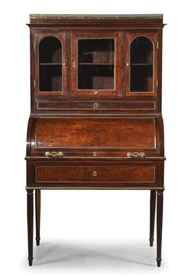 A cylinder secretary desk with cabinet, - Furniture and Decorative Art