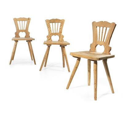 6 Slightly Different Plank Chairs, - Rustikální nábytek