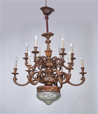 A Neo-Rococo Wooden Chandelier, - Furniture and Decorative Art