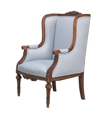 A Wing-Back Chair in Louis XVI Style, - Furniture and Decorative Art