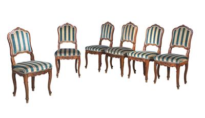 Satz von 6 barocken Sesseln, - Möbel und dekorative Kunst