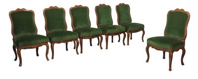 A Set of 6 Baroque Chairs, - Nábytek