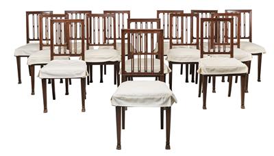 A Rare Set of 14 Late Neo-Classical Chairs, - Nábytek