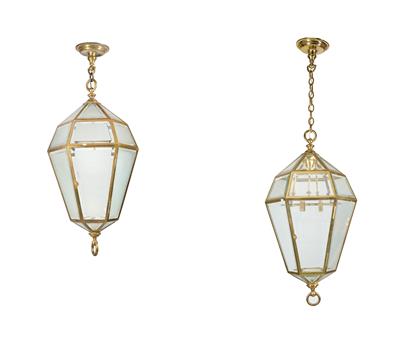 Two Large Slightly Different Brass Lanterns, - Di provenienza aristocratica