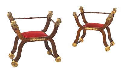 A Pair of Decorative Stools, - Property from Aristocratic Estates and Important Provenance