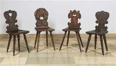 Four Slightly Different Rustic Plank Chairs, - Nábytek