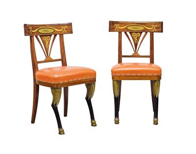 A Pair of Decorative Neo-Classical Chairs, - Asie, starožitnosti a nábytek - Část 2