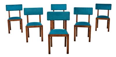 A Set of 6 Art Deco Chairs, - Asie, starožitnosti a nábytek - Část 2