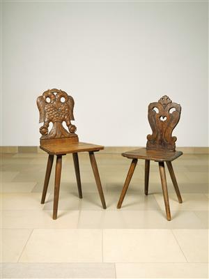 2 Slightly Different Plank Chairs, - Nábytek