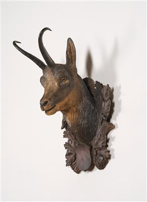 A Hunting Trophy - Chamois Head with Antlers, - Furniture