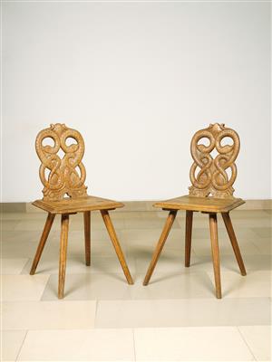 A Pair of Plank Chairs, - Mobili