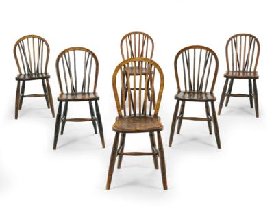 A Set of 6 Slightly Different Plank Chairs, - Di provenienza aristocratica