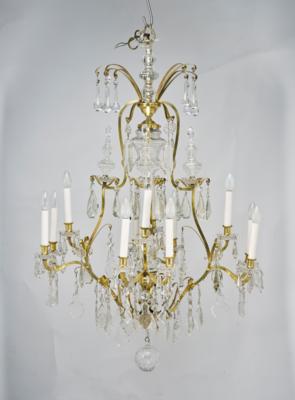 A Large Glass Chandelier in Crown Shape, - Mobili