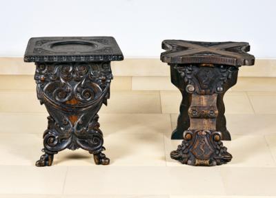 2 Slightly Different Historicist Stools, - County Furniture
