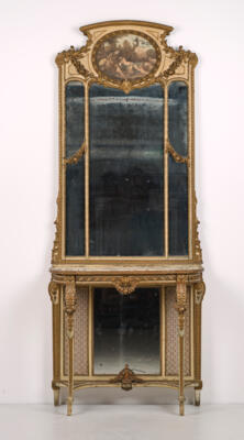 Neoklassiszistische Konsole mit Spiegelaufsatz, - Möbel & Interieur
