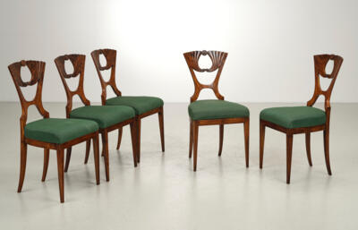 Satz von fünf Biedermeier-Sesseln, - Furniture & Interior
