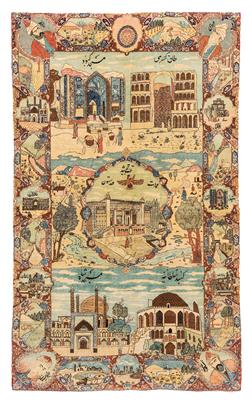 Tabriz pictorial carpet, - Tappeti orientali, tessuti, arazzi