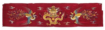 Chinesische Gold- und Seidenstickerei, - Orientteppiche, Textilien und Tapisserien