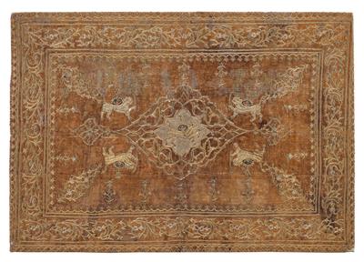 Persische Stickerei, ca. 97 x 67 cm, - Orientteppiche, Textilien und Tapisserien
