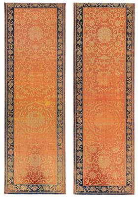 Velvet, China, each c. 162 x 75 cm, - Oriental Carpets, Textiles and Tapestries