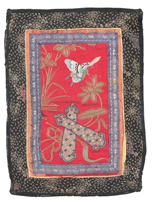 Seidenstickerei, China, ca. 40 x 29 cm, - Orientteppiche, Textilien und Tapisserien