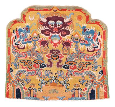 Thronteppich, Tibet, ca. 85 x 77 cm, - Orientteppiche, Textilien und Tapisserien