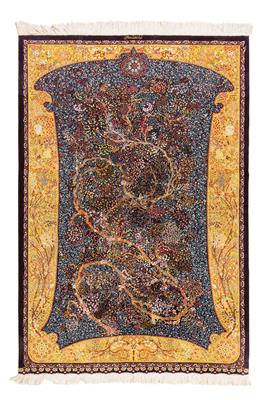 Ghom Seide extra fein, Iran, ca. 196 x 138 cm, - Orientteppiche, Textilen und Tapisserien