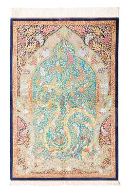 Ghom Seide fein,  Iran, ca. 150 x 100 cm, - Orientteppiche, Textilen und Tapisserien