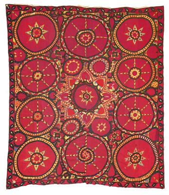 Pskent Susani, Usbekistan, ca. 255 x 220 cm, - Orientteppiche, Textilen und Tapisserien