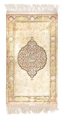 Pure Silk Carpet, Northern Bohemia, c. 112 x 61 cm, - Oriental Carpets, Textiles and Tapestries