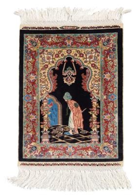 Hereke Silk 16 x 16, Turkey, c. 36 x 27 cm, - Oriental Carpets, Textiles and Tapestries