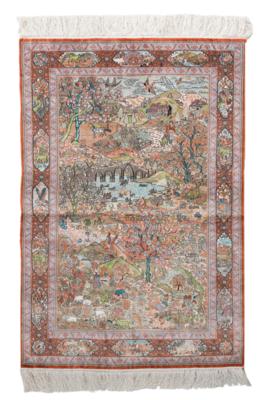Hereke Silk 25 x 25, China, c. 94 x 62 cm, - Oriental Carpets, Textiles and Tapestries