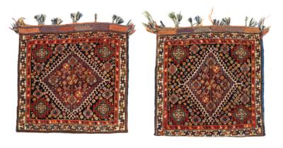 Pair of Qashqai Bags, Iran, each c. 60 x 60 cm, - Oriental Carpets, Textiles and Tapestries