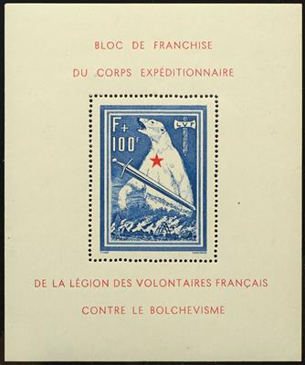 ** - D. Besetzung - Private Ausg. Frankreich 1941/1942 Block Nr. I (Eisbärblock) und Nr. VI/X (2 Sätze), - Briefmarken