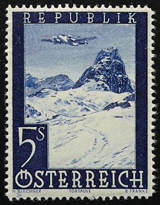* - Österr. Nr. 827 P II (ANK Nr. 825 P II) (1947 Flugpost 5 S) Farbprobe in dunkelultramarin in LZ 14 1/2, - Stamps