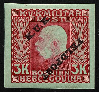 * - Österreich Feldpost Nr. 1 U/21 U mit Aufdruckzeile "FELDPOST" kopfstehend, - Briefmarken