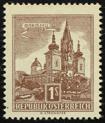 ** - Österreich Nr. 1045 G (ANK 1097 G) (1 Schilling Mariazell) DRUCK AUF DER GUMMISEITE !, - Briefmarken